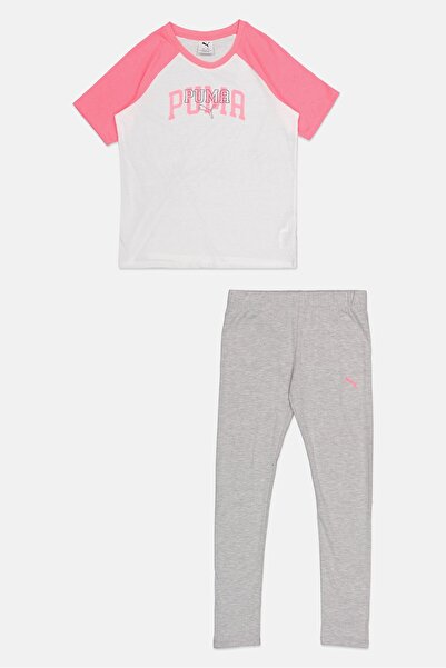 Puma Kids Girl 2 Pcs Short Sleeve Outdoor T-Shirt And Legging Set, Multicolor