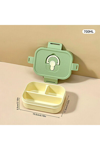 WORTHBUY Green 3 Grids 700ml Portable Plastic Lunch Box With Compartment Microwave Safe Fruit Salad