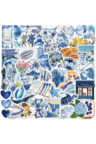 Choice ملصقات البحر الأبيض المتوسط الجميلة متعددة الألوان، 50 قطعة، ملصقات يد...