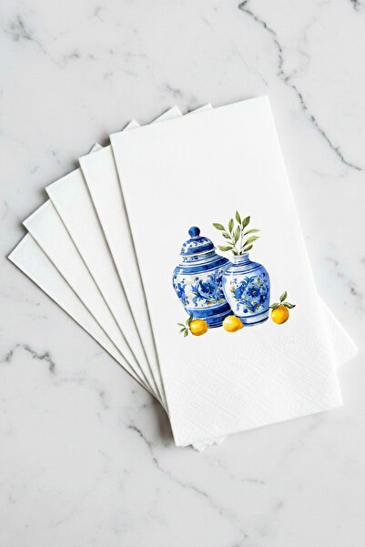 SUFFRA Bleu Blanc Limon Desenli 16'lı Çift Katlı Lüks Kağıt Peçete