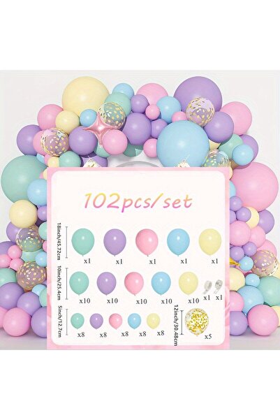 Choice كما في الصورة 1 مجموعة بالونات ملونة من 102 قطعة، ماركة يونيكورن وردي،...