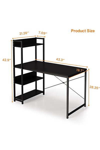Bojasmiial Ergonomic 4-Tier Computer Desk, Modern Simple Design for Home Office/Study/Gaming, 110x50x72cm