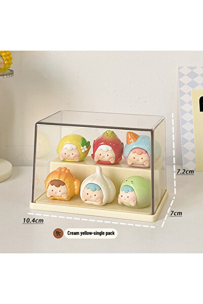 Choice علبة عرض أكريليك شفافة قابلة للتكديس من قطعة واحدة باللون الأصفر الزبد...