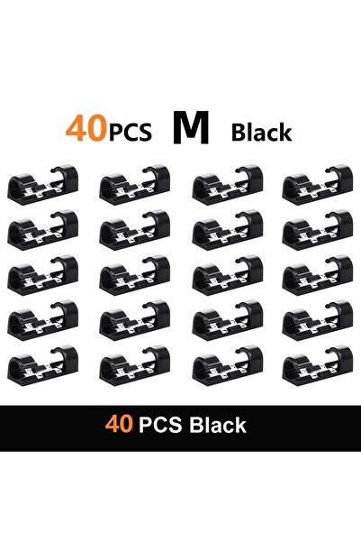 Choice Clip Black 40Pcs 20/40PCS Cable Organizer Clips Cable Management Wire ...