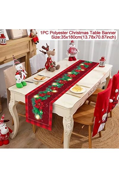 Choice مفرش طاولة عيد الميلاد الأبيض مقاس 35*180 سم، زينة عيد ميلاد سعيد للمنزل 2024، علم طاولة عيد الميلاد