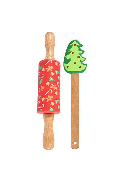 Choice مجموعة دبوس العجين وملعقة السيليكون لعيد الميلاد من C Leeseph، أداة خب...