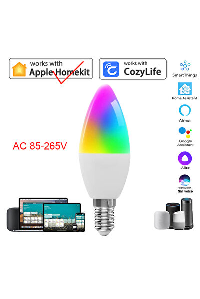 Choice نعم قاعدة E14 تيار متردد 85-265 فولت Homekit WIFI HomeKit شمعة ضوء WiF...