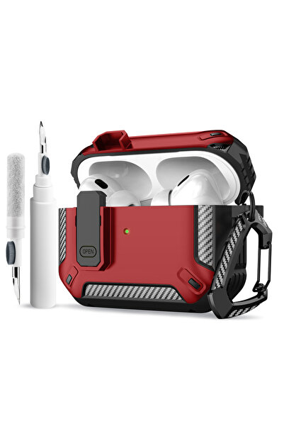 Choice حافظة سماعات Airpods Pro2 باللون الأحمر، حافظة محمولة مقاومة للصدمات، ...