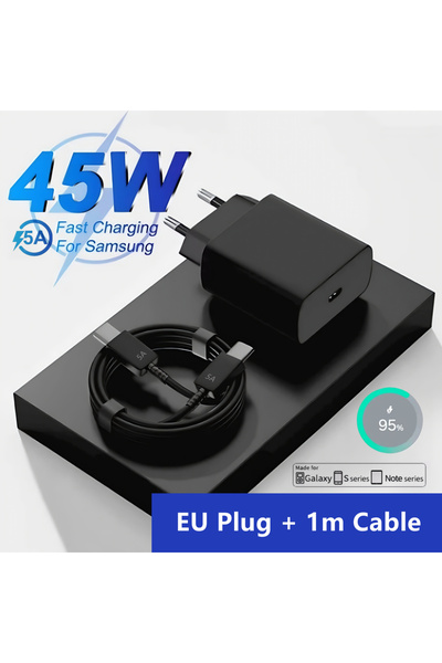 Choice قابس الاتحاد الأوروبي - كابل 1 متر 45 واط 5 أمبير شاحن فائق السرعة لها...