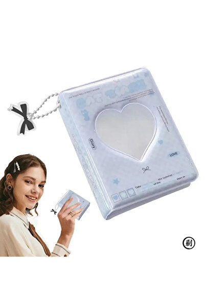 Choice حامل بطاقات صور Kpop أزرق، 40 جيبًا، حامل بطاقات عمل مجوف على شكل قلب ...