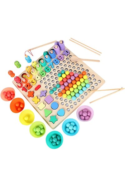 STAR5 WOONEKY Wooden Educational Brain Games Set for Toddlers - Preschool Puzzle & Bead Sorting Toy