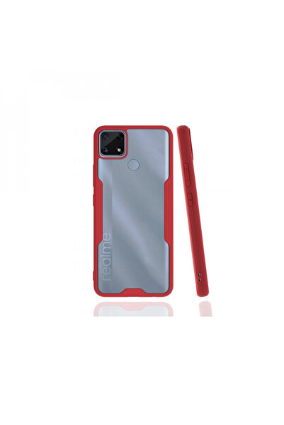 CepteToptan جراب Realme C25 سيليكون بلاتينيوم - أحمر