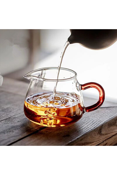 Choice كوب زجاجي مقاوم للحرارة بمقبض أحمر 200 مل، وعاء كريمة زجاجي للقهوة وال...