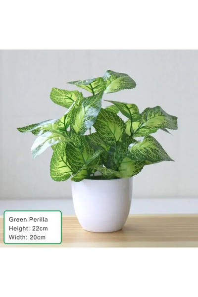 Choice نباتات بيريلا خضراء اصطناعية 22x20x20 سم نباتات بونساي مزيفة إكسسوارات...