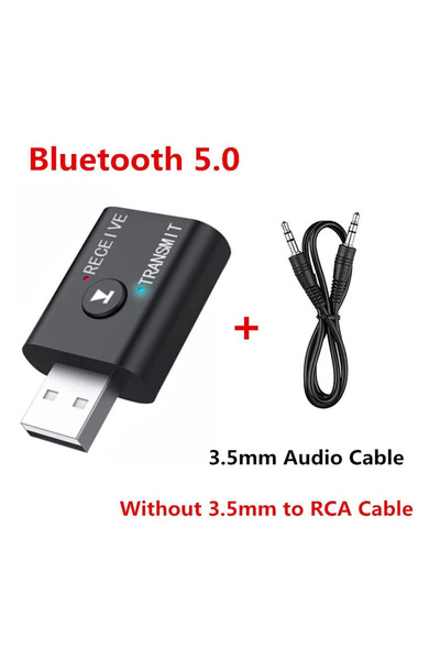 Vikefon لا يوجد كابل RCA، جهاز إرسال واستقبال بلوتوث 5.0، مقبس AUX 3.5 مم، دو...