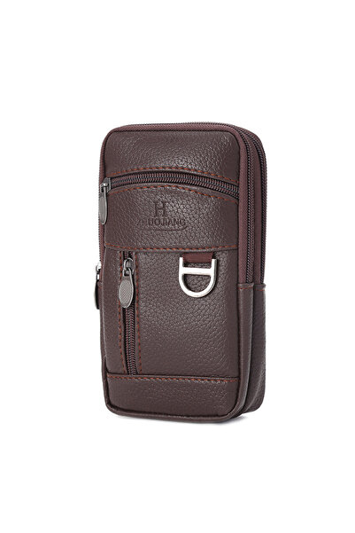 Choice Coffee Men Waist Bag Mobile Phone Bag Outdoor PU Leather Wearable Belt...