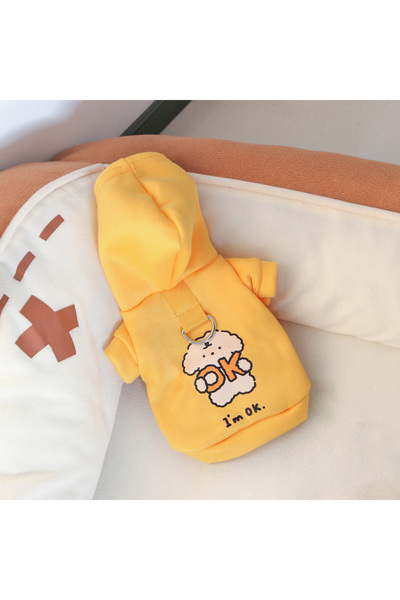 Choice ملابس قطط وكلاب صفراء مقاس XXL لفصل الخريف والشتاء، مصنوعة من حرير الح...