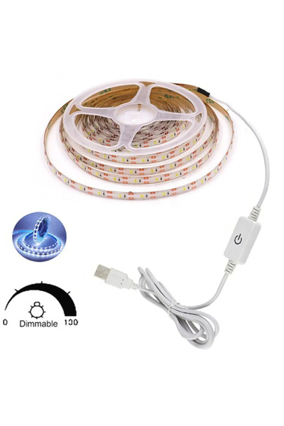 Choice شريط إضاءة LED أبيض بارد بطول 5 أمتار، تيار مستمر 5 فولت، 2835، مفتاح ...