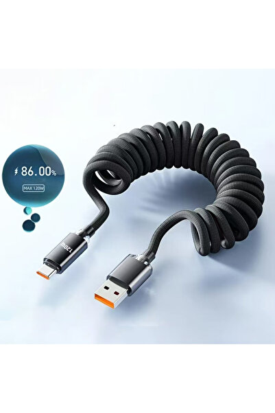 Choice 1 متر A-C أسود NNBILI 120 واط سيارة من النوع C إلى USB C شحن سريع لأجهزة iPhone 17 16 USB A إلى Type C Spring T