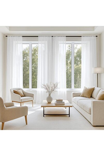 Choice ستائر شفافة بيضاء من قطعتين، مقاس 132×180 سم، بطول 84 بوصة، مجموعة من ...