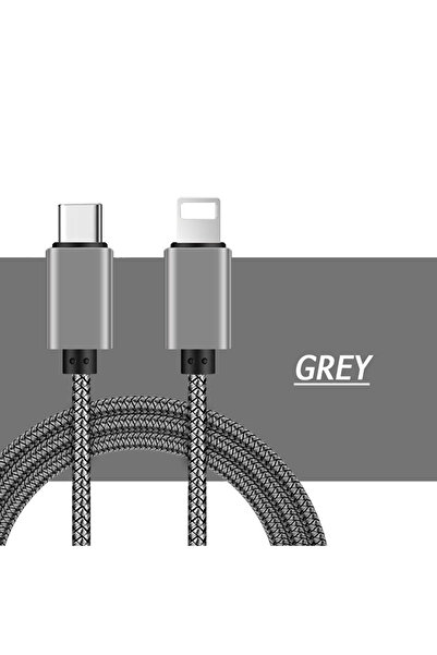 Choice 1PCS Grey 1M 20W PD Fast Charging USB Type C to Lightning Braided Cabl...