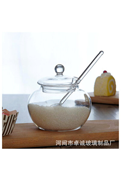 Choice S 300 مل 350 مل سكر شفاف مع غطاء ملعقة برطمان زجاجي شفاف حاوية تخزين ب...