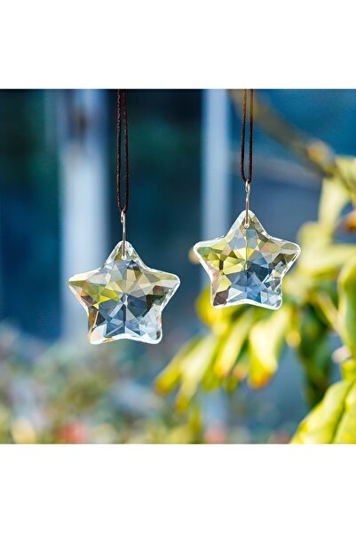 Choice 2pcs 2-piece 2-inch Crystal Sun Catcher Prism Window Star Hanging Crys...
