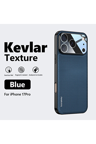 Choice جراب هاتف iPhone 17 Pro أزرق فاخر من ألياف الكربون غير اللامعة لحماية ...