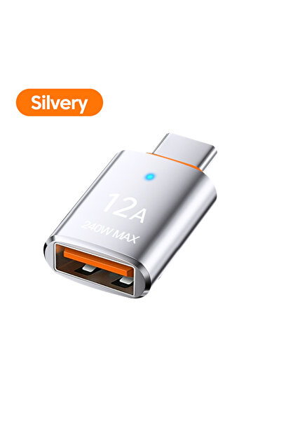 Choice محول OTG من النوع C إلى USB A فضي 12A موصل محول شاحن من النوع C إلى US...