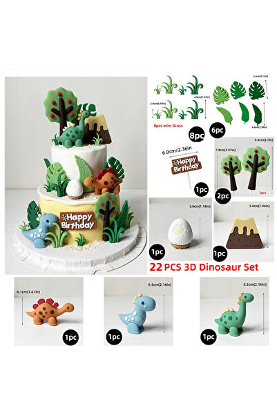 Choice30 مجموعة من 22 قطعة من زينة كعكة الديناصورات متعددة الألوان لتزيين حفل...