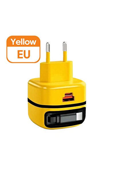 Choice شاحن هاتف يو إس بي من النوع سي من الاتحاد الأوروبي باللون الأصفر، 65 و...