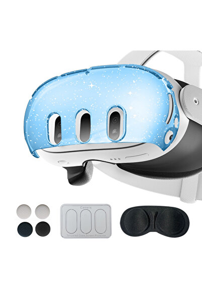 Choice مسحوق لامع أزرق لسماعات الرأس Meta Quest 3 Q 3 Host Crystal Case وغطاء...