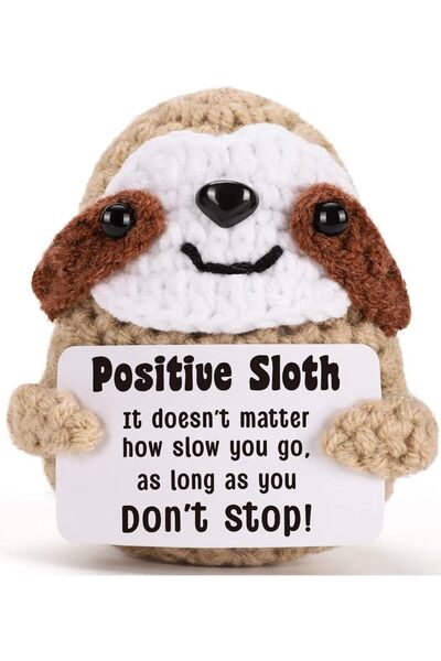 Choice 1 دمية كسلان إيجابية بالكروشيه مع بطاقة ديكور غرفة المنزل حياكة يدوية ...