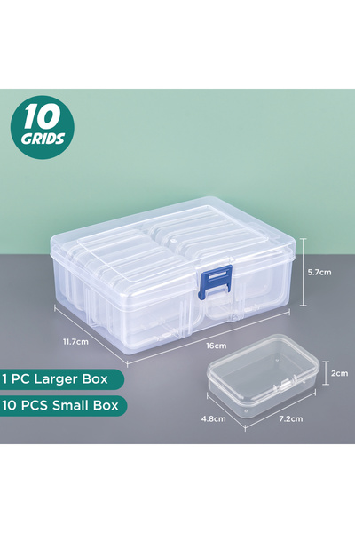 Choice 10 grids Bead Organizer Box 4/10/12/15/28Pcs Small Clear Plastic Bead Storage Containers With Hinged