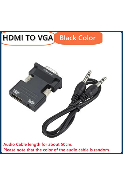 Choice Black Color HDMI-compatible Female To VGA Male Converter with 3.5mm Audio Cable for PS4 Monitor Proj