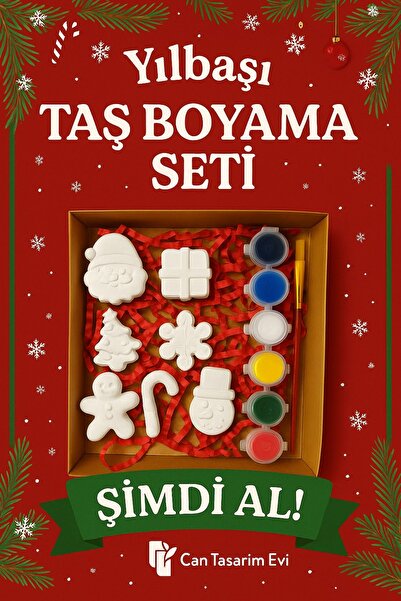 Can Tasarım Evi 7 ADET Yılbaşı boyama seti Taş boyama seti Noel Christmas Çoc...