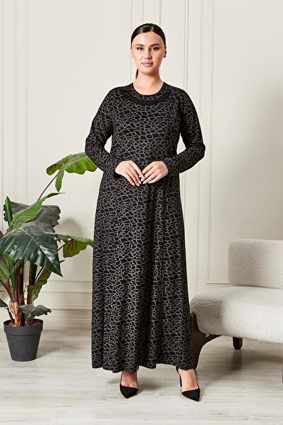 Ferace Women's Plus Size Collar Stone Embellished Combed Cotton Dress