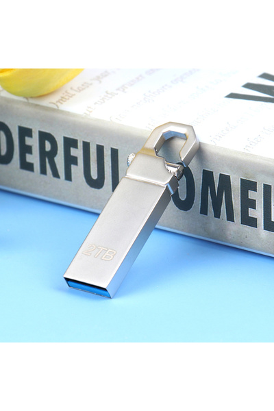 KOQZM محرك أقراص فلاش USB 3.0 عالي السرعة فضي اللون بسعة 2 تيرابايت، ذاكرة تخ...