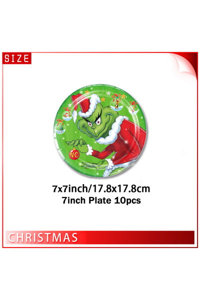 Miniso طبق آخر مقاس 7 بوصات، 10 قطع من زينة حفلات أعياد الميلاد من G&Grinches...