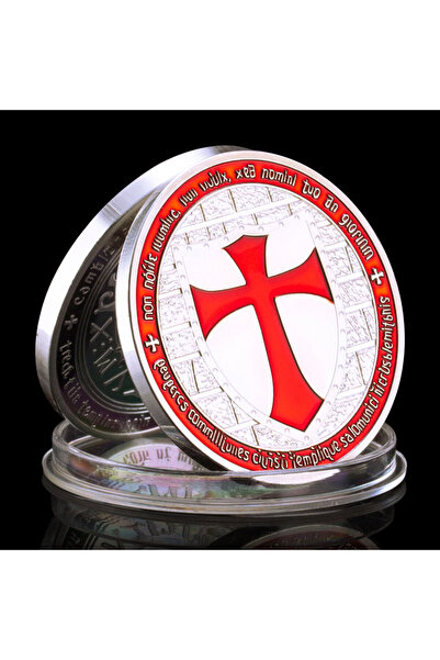 Choice Red Knight Templar Badge Silver Plated Coin Collectible Souvenir Gift ...
