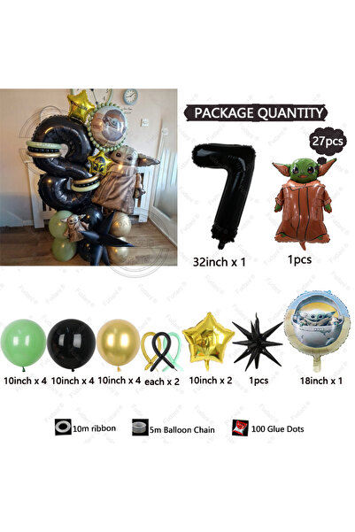 Choice 32 بوصة رقم 7 27 قطعة فيلم حرب النجوم الكرتونية بيبي يودا موضوع ديكورا...