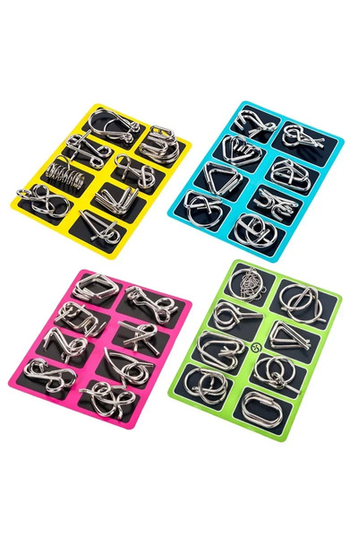 choice2 MIX-4Suit Chinese Metal Ring Puzzle Brain Teaser IQ Game for Family A...