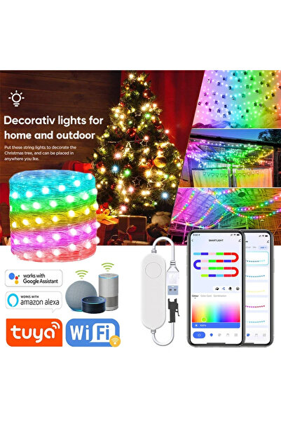 Choice سلسلة أضواء خرافية LED من TUYA بطول 5 أمتار و20 مترًا، مزودة بمزامنة م...