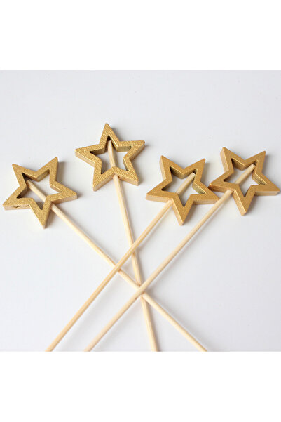 Choice 50 قطعة ذهبية من أسياخ الخيزران ذات النجوم المجوفة الفضية الذهبية، أعو...