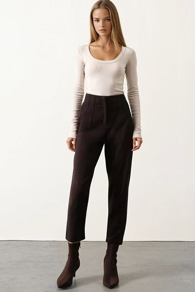 VAGGON High Waist Stitching Detail Skinny Leg Pants