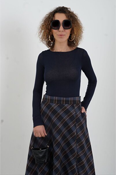 Zelish My Sister Синя блузка з кашміру з коміром-човником