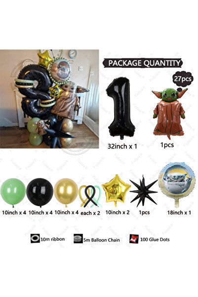 Choice 32 بوصة رقم 1 27 قطعة فيلم حرب النجوم الكرتونية بيبي يودا موضوع ديكورا...