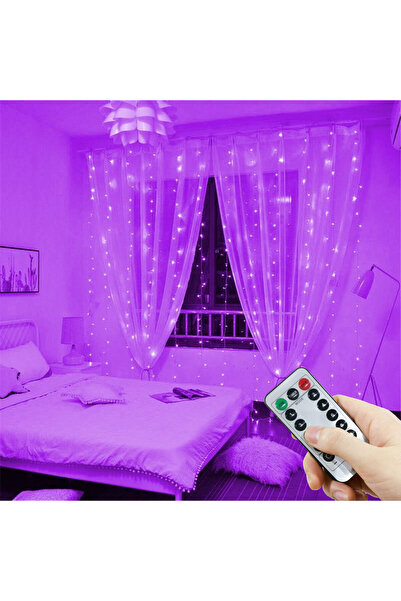 Choice ستارة إضاءة LED بنفسجية اللون، 3 أمتار × 2 متر، 200 مصباح LED، تعمل بم...