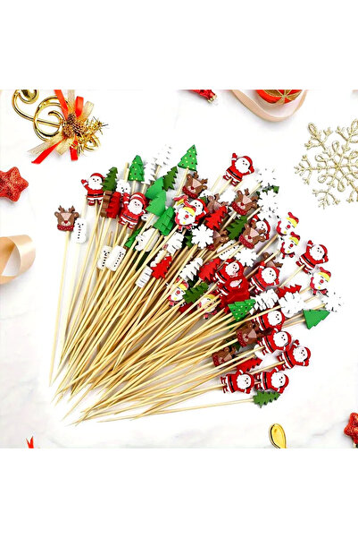 Choice ١٠٠ قطعة من أسياخ الفاكهة الاحتفالية لعيد الميلاد بتصاميم متنوعة (٥٠/١...
