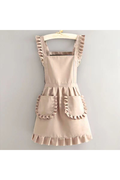 Choice مريلة كورية لطيفة واحدة بلون المشمش للنساء، مناسبة لمتجر الأظافر والمطبخ والقهوة والطبخ والتنظيف المنزلي